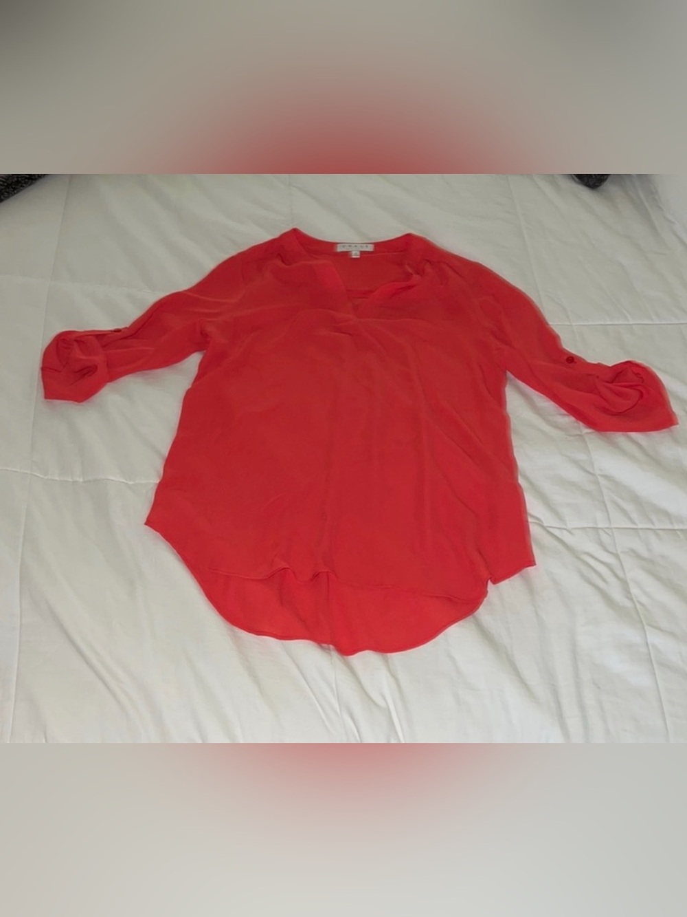 Chaus New York sheer lightweight red 3/4 sleeve blouse size small
